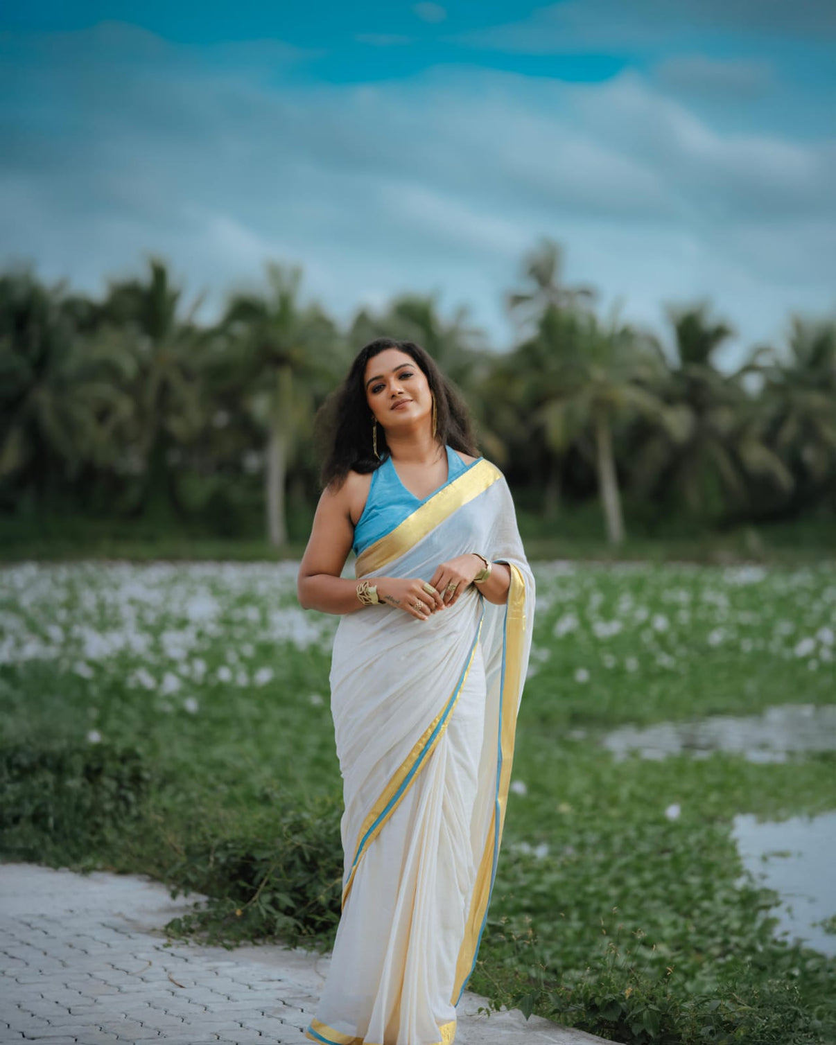 Agni Sky Blue Saree