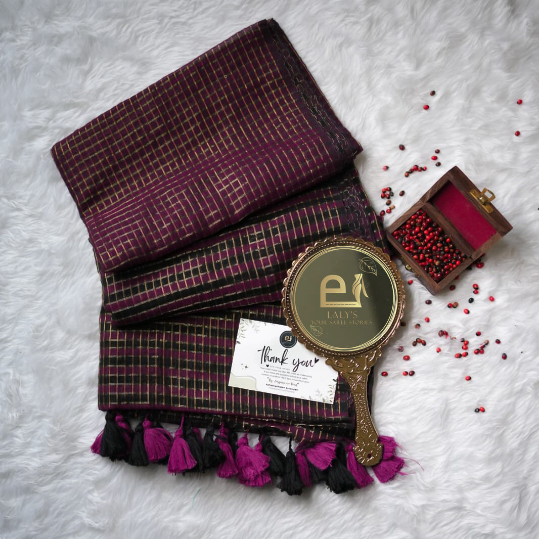 Sriya violet and black saree - Image 2