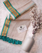 Sritha - Rama Green Chikku and Classic Mud White saree - Image 2